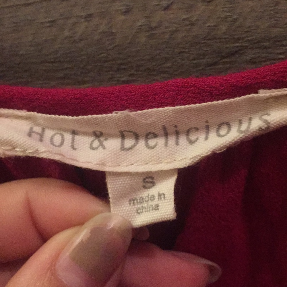 Hot & Delicious Raspberry color cold shoulder top - Picture 2 of 3